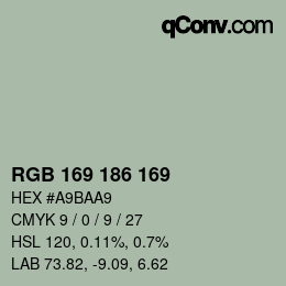 Color code: RGB 169 186 169 | qconv.com