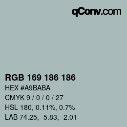 Color code: RGB 169 186 186 | qconv.com