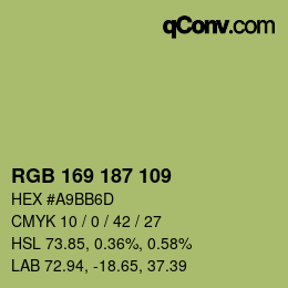 Farbcode: RGB 169 187 109 | qconv.com