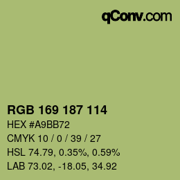 颜色代码: RGB 169 187 114 | qconv.com