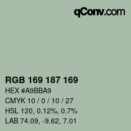 Color code: RGB 169 187 169 | qconv.com