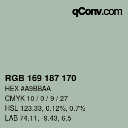 Color code: RGB 169 187 170 | qconv.com
