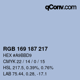 Code couleur: RGB 169 187 217 | qconv.com