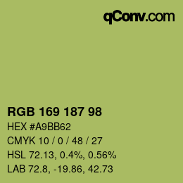 颜色代码: RGB 169 187 98 | qconv.com