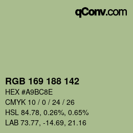 Color code: RGB 169 188 142 | qconv.com