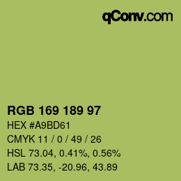 Color code: RGB 169 189 97 | qconv.com