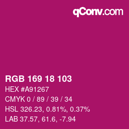 Color code: RGB 169 18 103 | qconv.com