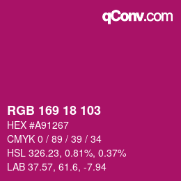 Color code: RGB 169 18 103 | qconv.com