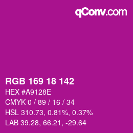 Color code: RGB 169 18 142 | qconv.com