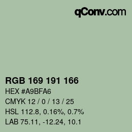 Color code: RGB 169 191 166 | qconv.com