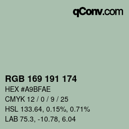 カラーコード: RGB 169 191 174 | qconv.com