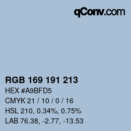 Color code: RGB 169 191 213 | qconv.com