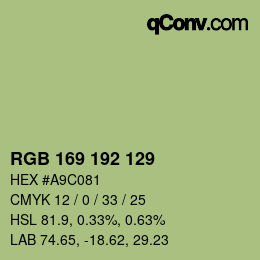 カラーコード: RGB 169 192 129 | qconv.com