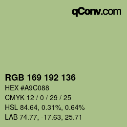 Farbcode: RGB 169 192 136 | qconv.com