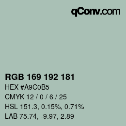 Color code: RGB 169 192 181 | qconv.com