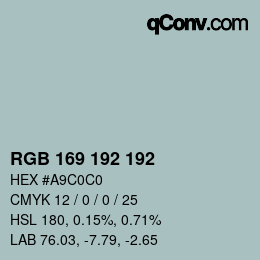 Color code: RGB 169 192 192 | qconv.com