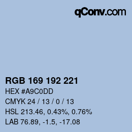 Color code: RGB 169 192 221 | qconv.com