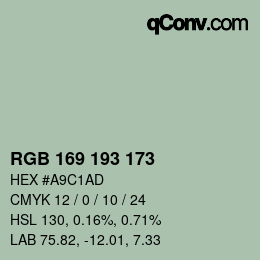 Code couleur: RGB 169 193 173 | qconv.com