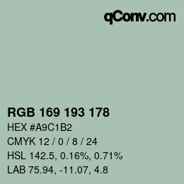 Código de color: RGB 169 193 178 | qconv.com