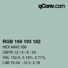 颜色代码: RGB 169 193 182 | qconv.com