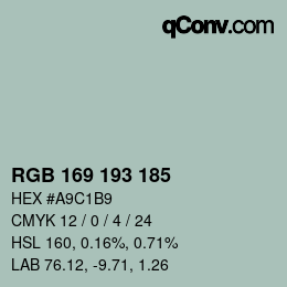 Código de color: RGB 169 193 185 | qconv.com