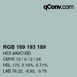 Código de color: RGB 169 193 189 | qconv.com