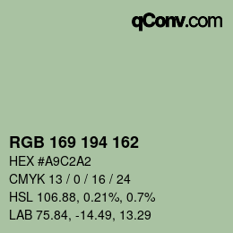 Color code: RGB 169 194 162 | qconv.com