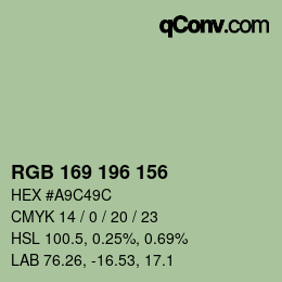 颜色代码: RGB 169 196 156 | qconv.com