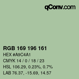 Código de color: RGB 169 196 161 | qconv.com