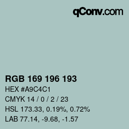 カラーコード: RGB 169 196 193 | qconv.com