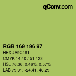 Color code: RGB 169 196 97 | qconv.com