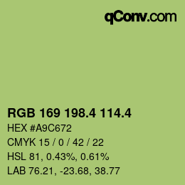カラーコード: RGB 169 198.4 114.4 | qconv.com