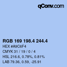 カラーコード: RGB 169 198.4 244.4 | qconv.com