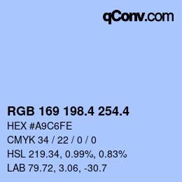カラーコード: RGB 169 198.4 254.4 | qconv.com