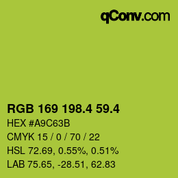 カラーコード: RGB 169 198.4 59.4 | qconv.com