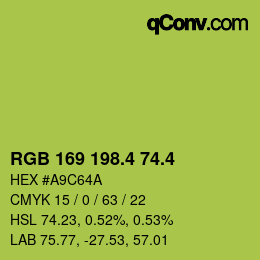 カラーコード: RGB 169 198.4 74.4 | qconv.com