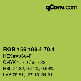 カラーコード: RGB 169 198.4 79.4 | qconv.com
