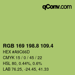 カラーコード: RGB 169 198.8 109.4 | qconv.com