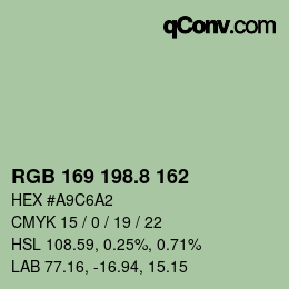 カラーコード: RGB 169 198.8 162 | qconv.com