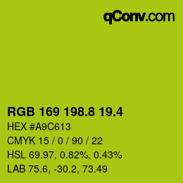 カラーコード: RGB 169 198.8 19.4 | qconv.com