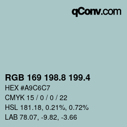 カラーコード: RGB 169 198.8 199.4 | qconv.com