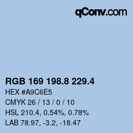 カラーコード: RGB 169 198.8 229.4 | qconv.com