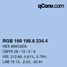 カラーコード: RGB 169 198.8 234.4 | qconv.com