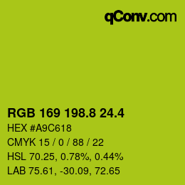 カラーコード: RGB 169 198.8 24.4 | qconv.com