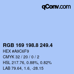 カラーコード: RGB 169 198.8 249.4 | qconv.com