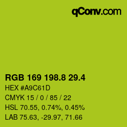 カラーコード: RGB 169 198.8 29.4 | qconv.com