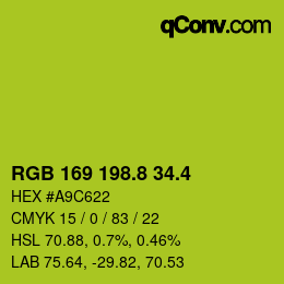 カラーコード: RGB 169 198.8 34.4 | qconv.com