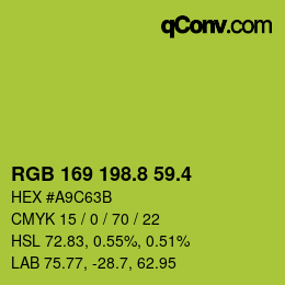 カラーコード: RGB 169 198.8 59.4 | qconv.com