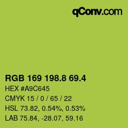 カラーコード: RGB 169 198.8 69.4 | qconv.com