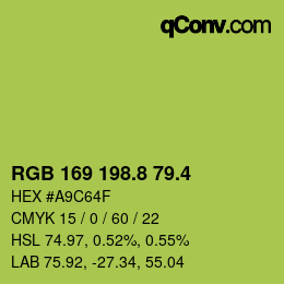 カラーコード: RGB 169 198.8 79.4 | qconv.com